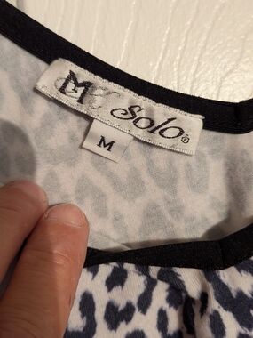 Women's Black and White Leopard Printed Top - M